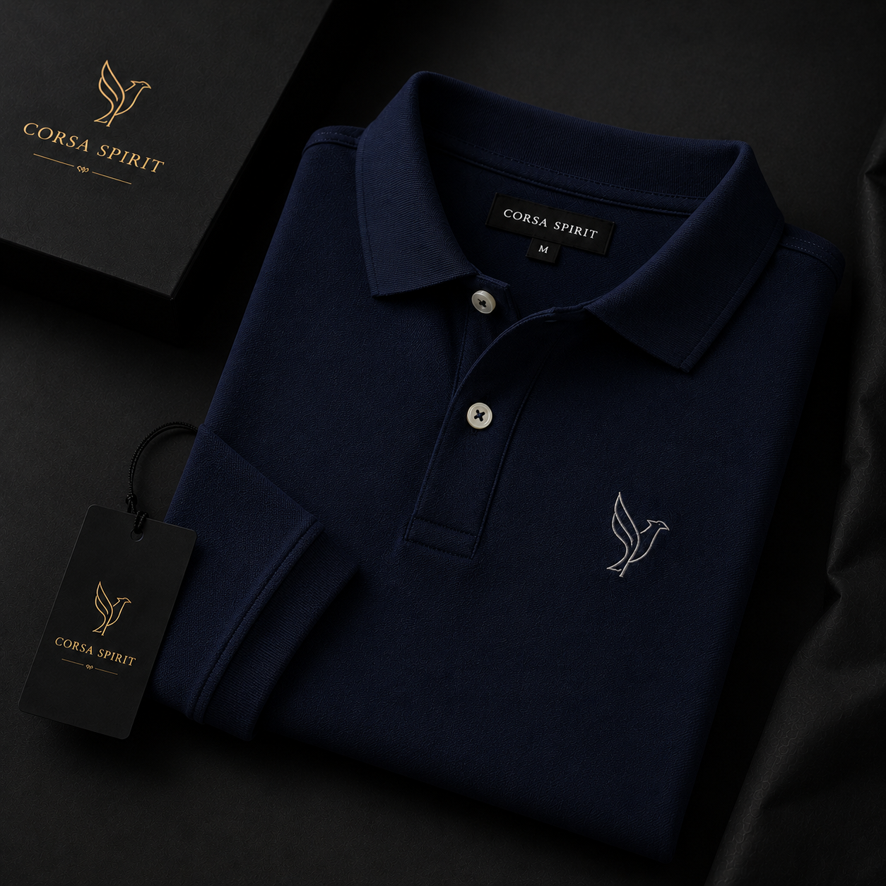 Polo Imperium Manches Longues – Deep Navy | Corsa Spirit
