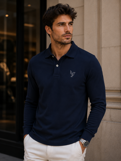 Polo Imperium Manches Longues – Deep Navy | Corsa Spirit