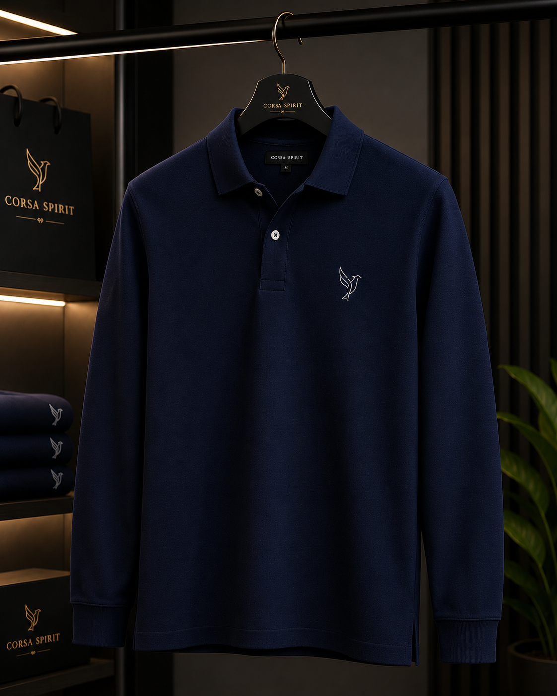 Polo Imperium Manches Longues – Deep Navy | Corsa Spirit