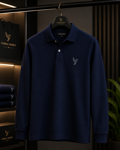 Polo Imperium Manches Longues – Deep Navy | Corsa Spirit