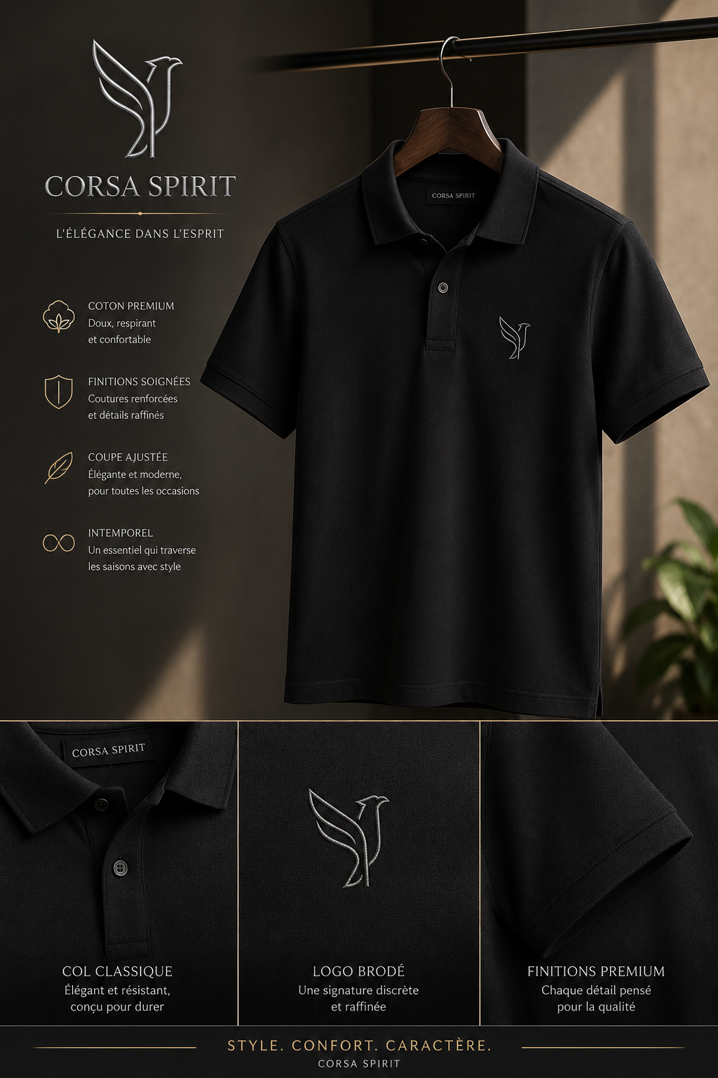 Polo Imperium – Noir | Corsa Spirit